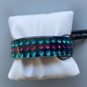 FAC Black Resin Teal Fuchsia Crystal Inlayed Bracelet​​